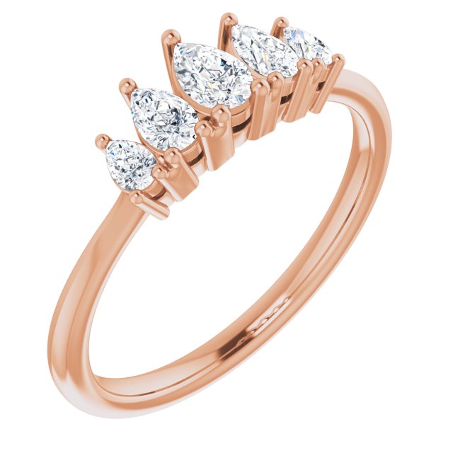 0.83 ct. Pear Cut Diamond Wedding Band 5 Stone Anniversary Ring-VIRABYANI